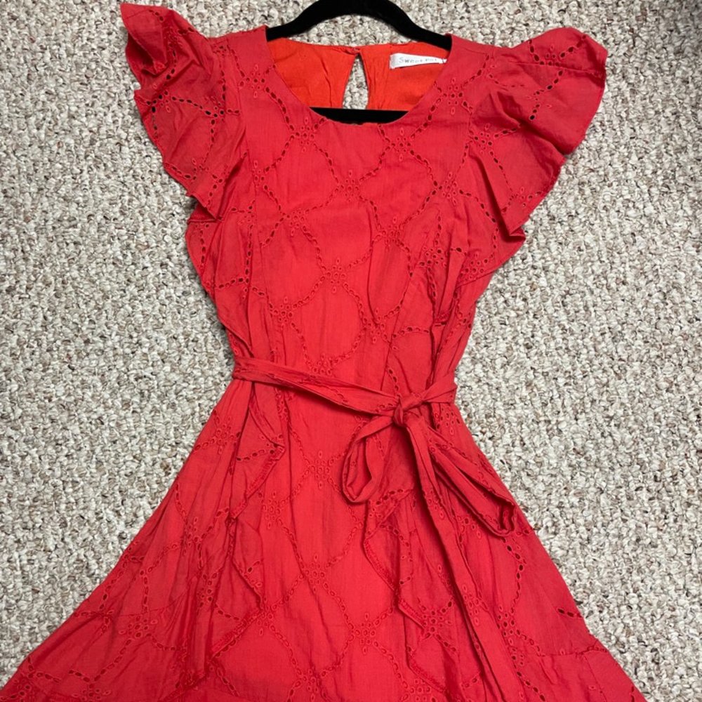 Hello Molly small red lacey ruffle dress